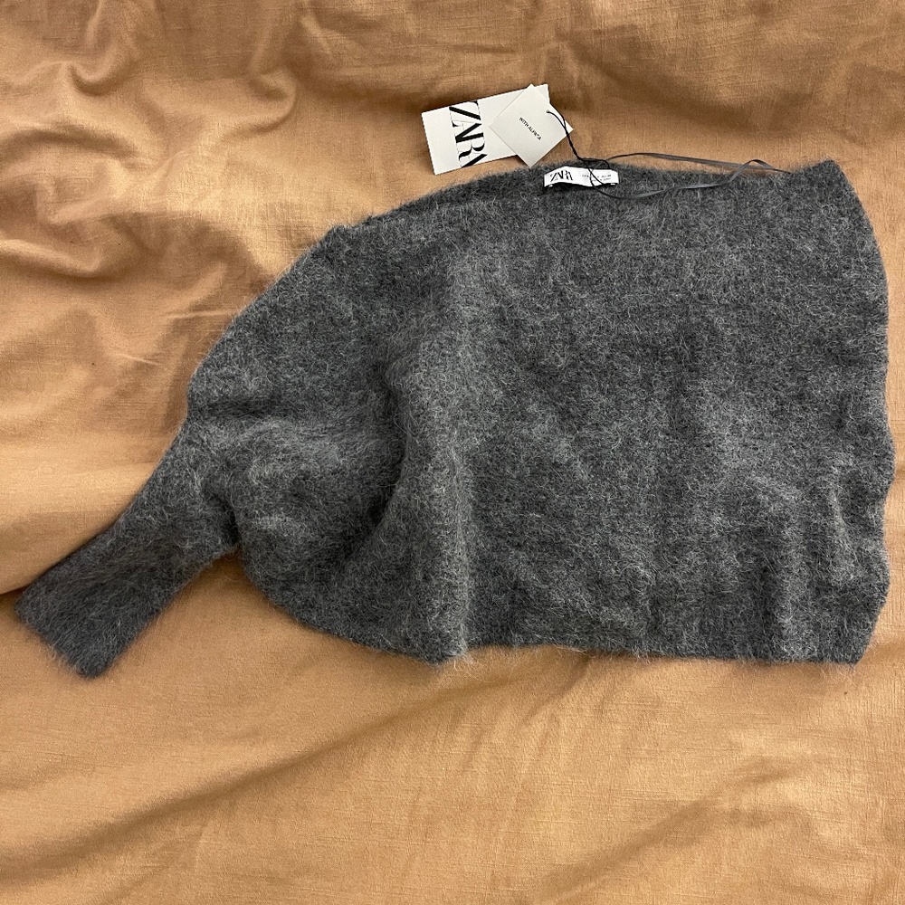 Asymmetrical Alpaca Blend Knit Sweater